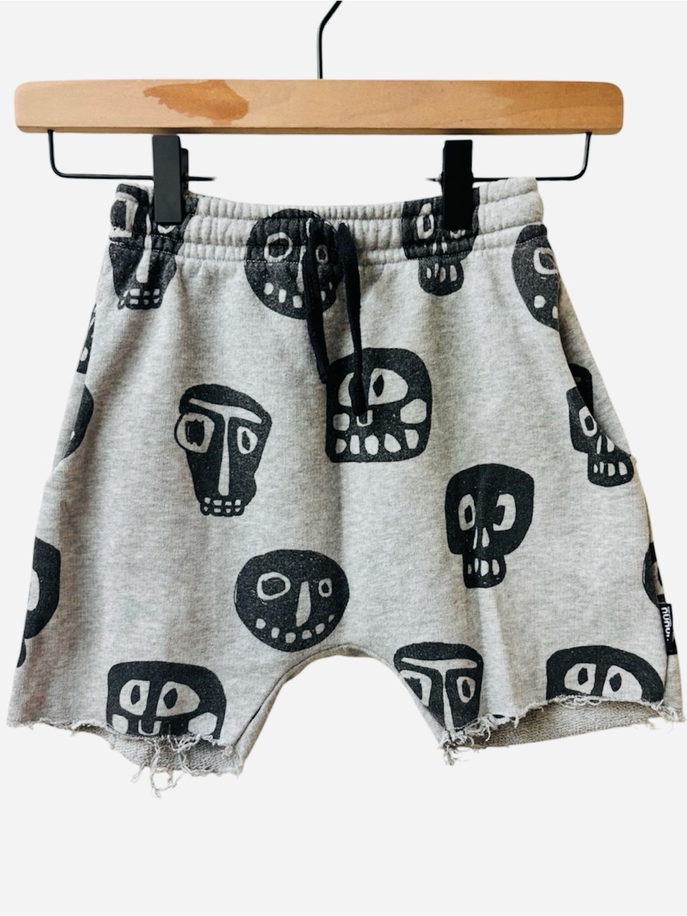 nununu Grey Skull-Print Shorts